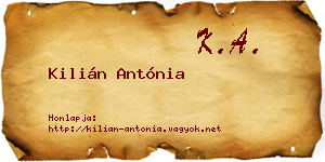 Kilián Antónia névjegykártya